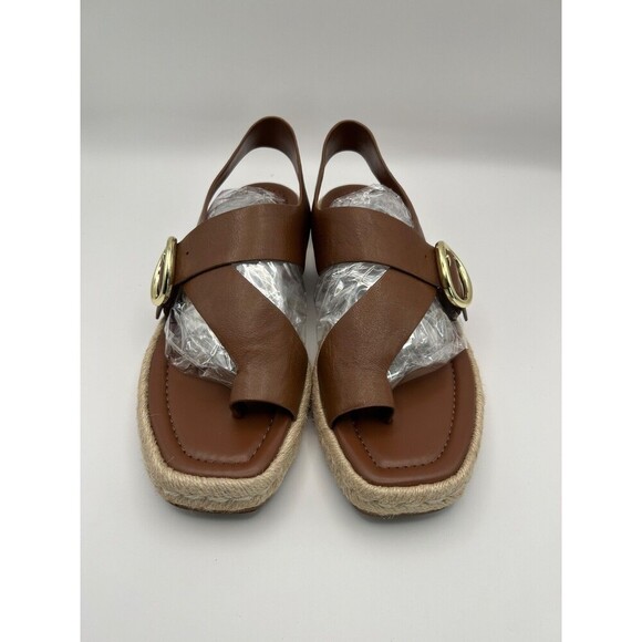 Nordstrom Brown Leather Strappy Sandals – Women’s Size 7.5M – Gold Buckle Detail - Picture 2 of 6